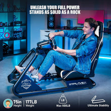 Load image into Gallery viewer, White/Racing Simulator Cockpit with Seat and Bluetooth Speakers