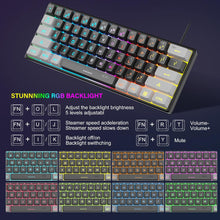 Load image into Gallery viewer, Black Grey/Mini 60% Gaming Keyboard/Upgrade RGB Backlit 61 Key Ultra-Compact Keyboard