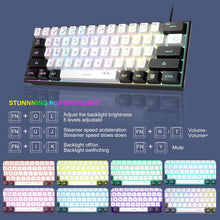 Load image into Gallery viewer, Black White/Mini 60% Gaming Keyboard/Upgrade RGB Backlit 61 Key Ultra-Compact Keyboard