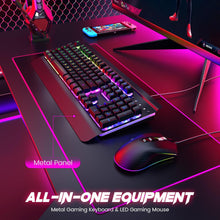 Load image into Gallery viewer, Metallic/Gaming Keyboard/104 Keys All-Metal Panel Light Up Silent Computer Keyboard