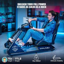 Load image into Gallery viewer, Black/Racing Simulator Cockpit with Seat and Bluetooth Speakers