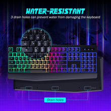 Load image into Gallery viewer, Black-Gaming Keyboard, 7-Color Rainbow LED Backlit