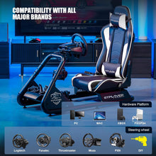 Load image into Gallery viewer, White/Racing Simulator Cockpit with Seat and Bluetooth Speakers