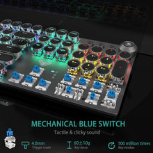 Load image into Gallery viewer, Black Blue Switches /Typewriter Style Mechanical Gaming Keyboard Blue Switches