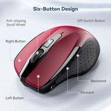 Load image into Gallery viewer, Wireless Mouse, 2.4G Ergonomic Optical Mouse/Red