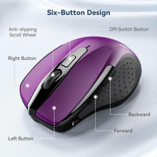 Load image into Gallery viewer, Wireless Mouse, 2.4G Ergonomic Optical Mouse/Purple