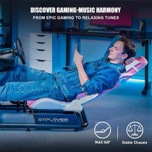Load image into Gallery viewer, Pink/Racing Simulator Cockpit with Seat and Bluetooth Speakers