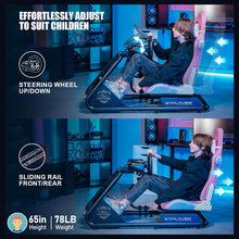 Load image into Gallery viewer, Pink/Racing Simulator Cockpit with Seat and Bluetooth Speakers