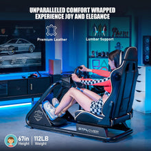 Load image into Gallery viewer, White/Racing Simulator Cockpit with Seat and Bluetooth Speakers