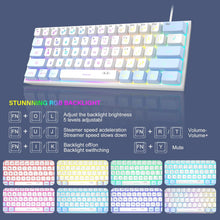 Load image into Gallery viewer, Blue White/Mini 60% Gaming Keyboard/Upgrade RGB Backlit 61 Key Ultra-Compact Keyboard