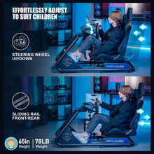 Load image into Gallery viewer, Black/Racing Simulator Cockpit with Seat and Bluetooth Speakers