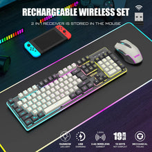 Load image into Gallery viewer, Wireless Gaming Keyboard and Mouse Combo/White-Gray