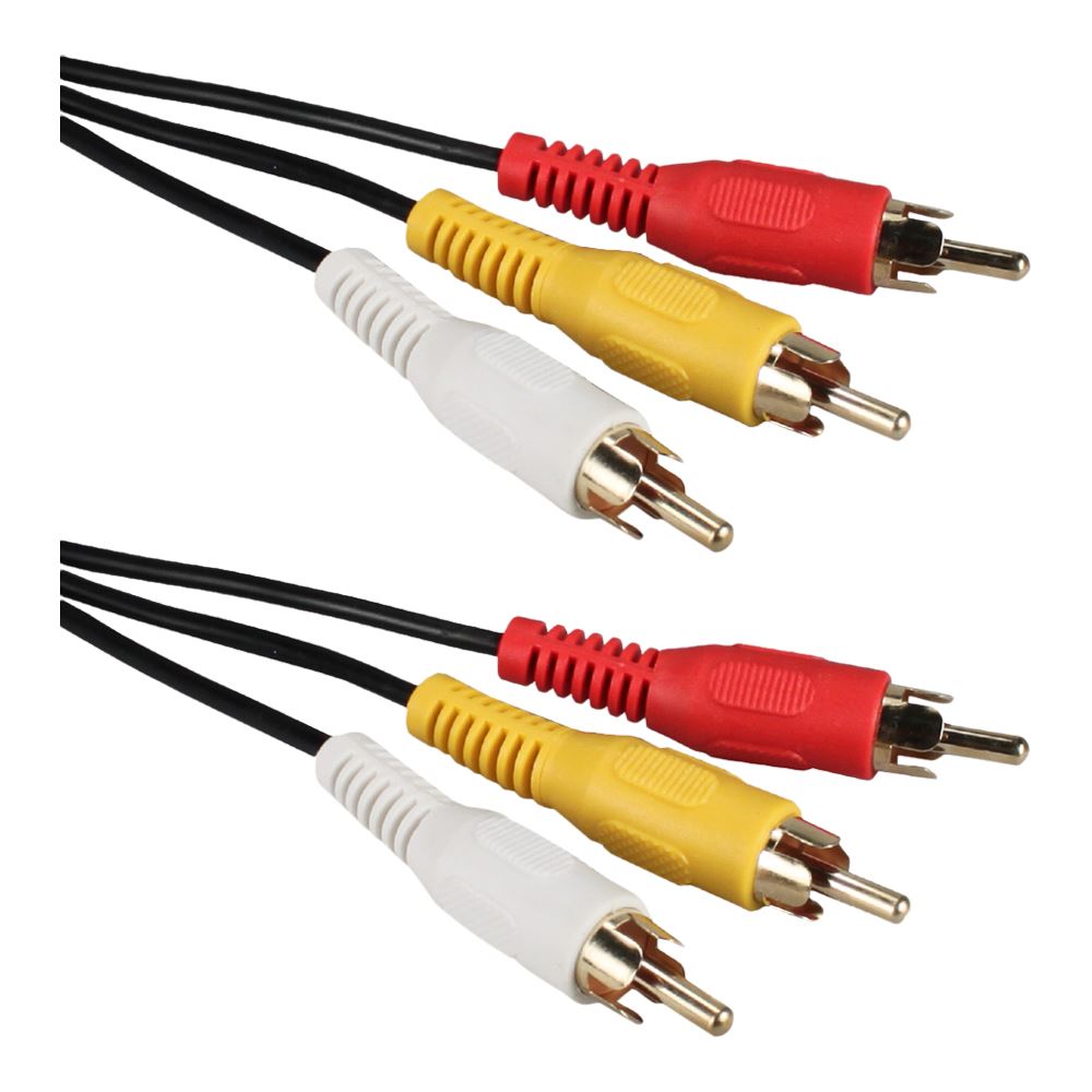 QVS Triple-RCA Male to Triple-RCA Male Composite Audio & Video Cable 6 ft