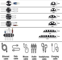 Load image into Gallery viewer, Cord Management Organizer Kit 4 Cable Sleeve Split with 41Self Adhesive Clips Holder, 10pcs and 2 Roll Self tie 100 Fastening Ties
