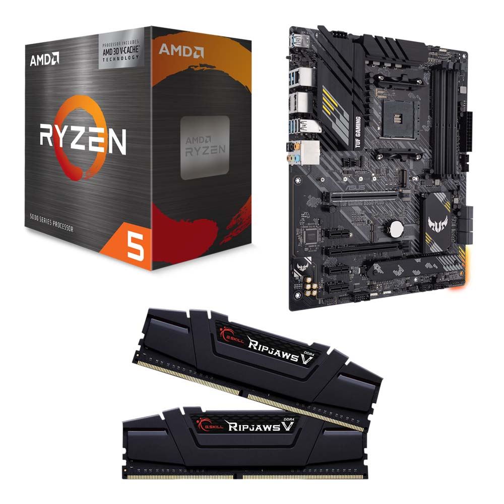 AMD Ryzen 5 5600X3D, ASUS TUF Gaming B550 Plus WiFi II DDR4, G.Skill Ripjaws V 16GB DDR4-3200 Kit, Computer Build Bundle