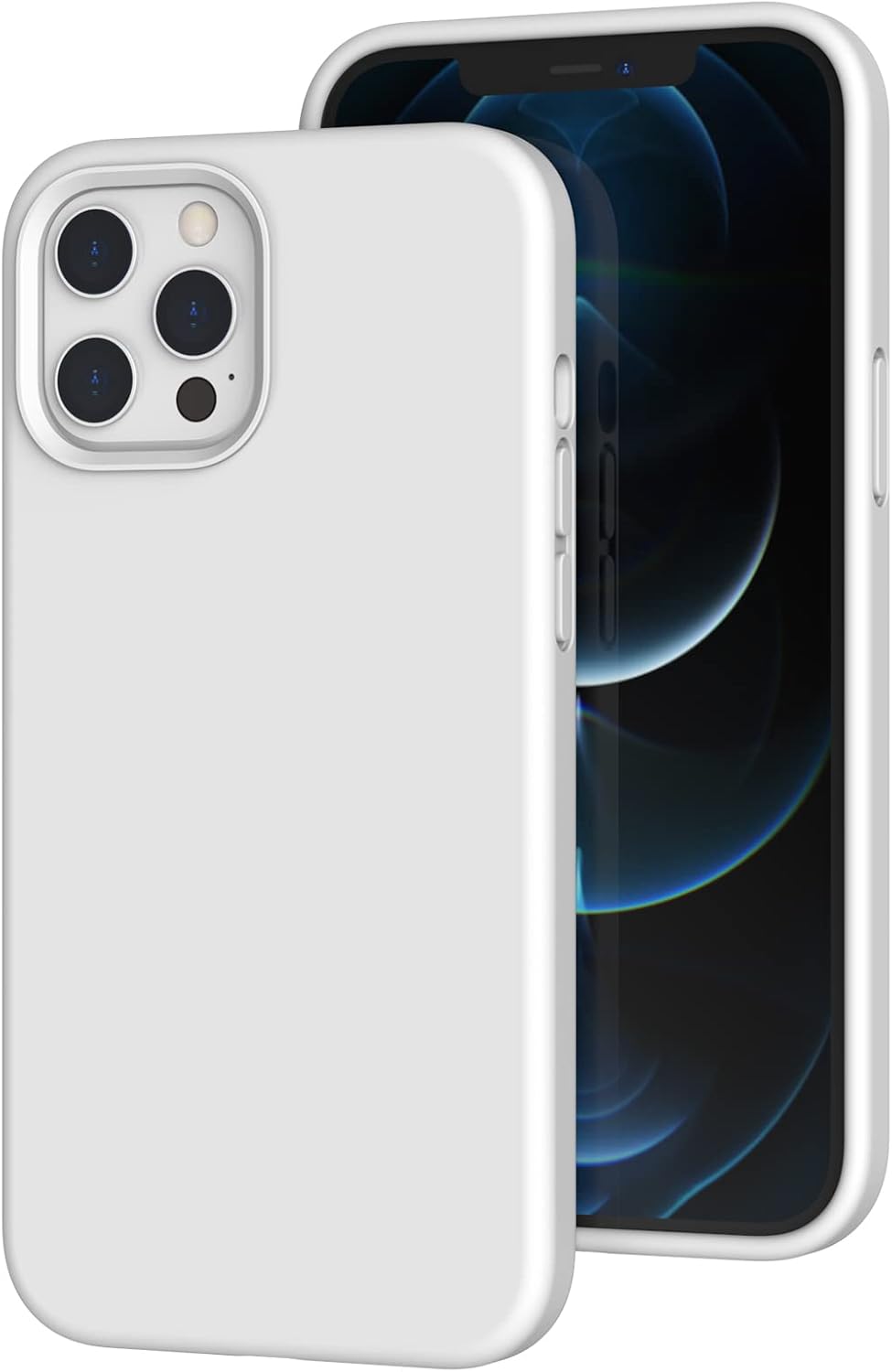 Whtie/iPhone 12 Pro Max Case 6.7 Inch/Liquid Silicone Gel Rubber Full Body Shockproof Protective Cover with Soft Microfiber Lining/Thick 2.3mm Drop Protection Phone Case