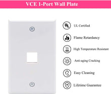 Load image into Gallery viewer, 1 Port Keystone Wall Plate UL Listed (10 Pack), Single Gang Wall Plates for RJ45 Keystone Jack and Modular Inserts
