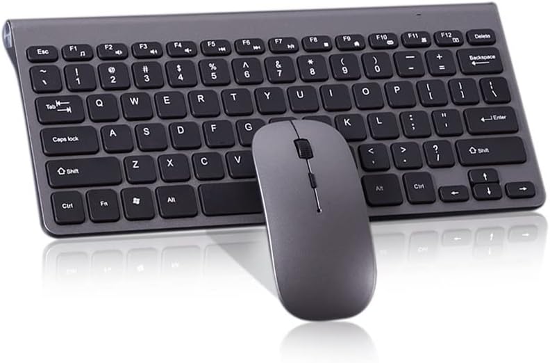 Grey/Wireless Keyboard and Mouse Combo/Compact Quiet Wireless Keyboard and Mouse Set 2.4G Ultra-Thin Sleek Design for Windows