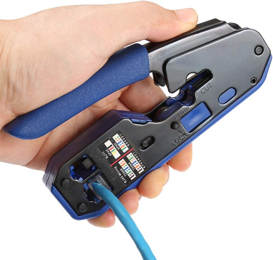 Lan Network Cable Tester Crimp Tool Kit/Blue/Black
