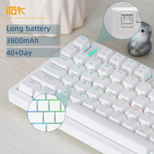 Load image into Gallery viewer, White/Hot Swappable Mechanical Keyboard, Wireless TKL 75% RGB Customizable Backlit Gaming Keyboard
