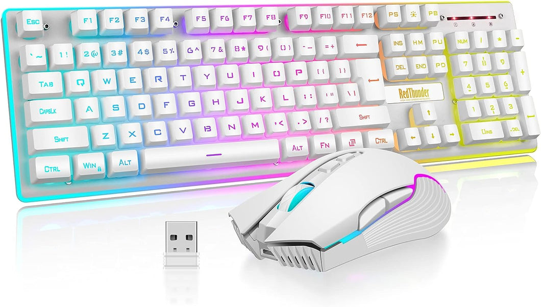 Wireless Gaming Keyboard and Mouse Combo/White