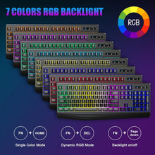 Load image into Gallery viewer, Carbon Black-Gaming Keyboard, 7-Color Rainbow LED Backlit
