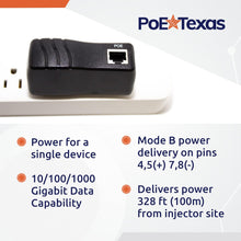 Load image into Gallery viewer, Injector /Single Port Power Over Ethernet Passive PoE Adapter (UL Rated PoE Integrated Power)
