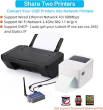 Load image into Gallery viewer, Wireless Print Server (NOT Plug&amp;Play)/2 Port USB Print Server
