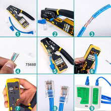 Load image into Gallery viewer, Crimp Tool Pass Through Kit Ethernet Crimper Cat5 Cat5e Cat6 Crimping Tool
