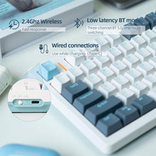 Load image into Gallery viewer, White Blue/Hot Swappable Mechanical Keyboard, Wireless TKL 75% RGB Customizable Backlit Gaming Keyboard
