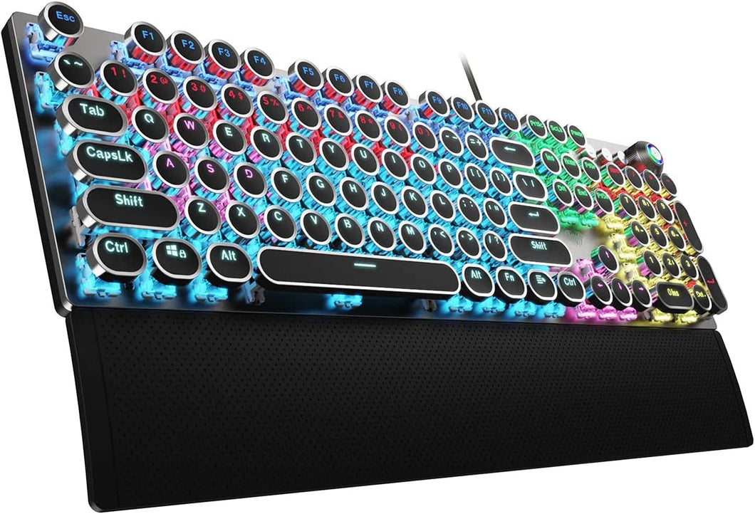 Black Blue Switches /Typewriter Style Mechanical Gaming Keyboard Blue Switches