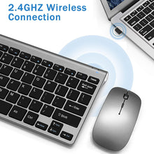 Load image into Gallery viewer, Grey/Wireless Keyboard and Mouse Combo/Compact Quiet Wireless Keyboard and Mouse Set 2.4G Ultra-Thin Sleek Design for Windows
