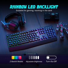 Load image into Gallery viewer, Black-Gaming Keyboard, 7-Color Rainbow LED Backlit
