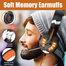 Load image into Gallery viewer, Orange/Stereo Gaming Headset for PS4 PC Xbox One PS5 Controller, Noise Cancelling Over Ear Headphones with Mic
