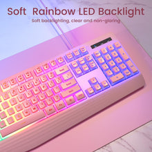 Load image into Gallery viewer, Pink-Gaming Keyboard, 7-Color Rainbow LED Backlit
