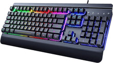 Load image into Gallery viewer, Carbon Black/Gaming Keyboard/Rechargeable RGB Backlit Wireless Gaming Keyboard with Wrist Rest
