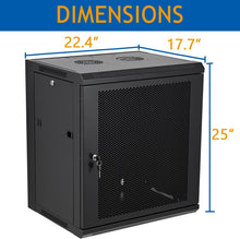 Load image into Gallery viewer, 12U Wall Mount Server Cabinet Network Rack Vented Enclosure Locking Door
