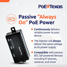 Load image into Gallery viewer, PoE Injector - Single Port Power Over Ethernet Passive PoE Adapter (PoE+ Small Injector Only)
