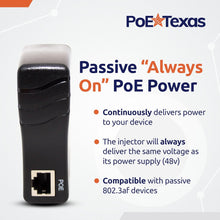 Load image into Gallery viewer, Injector /Single Port Power Over Ethernet Passive PoE Adapter (UL Rated PoE Integrated Power)
