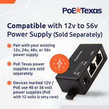 Load image into Gallery viewer, PoE Injector - Single Port Power Over Ethernet Passive PoE Adapter (PoE+ Small Injector Only)
