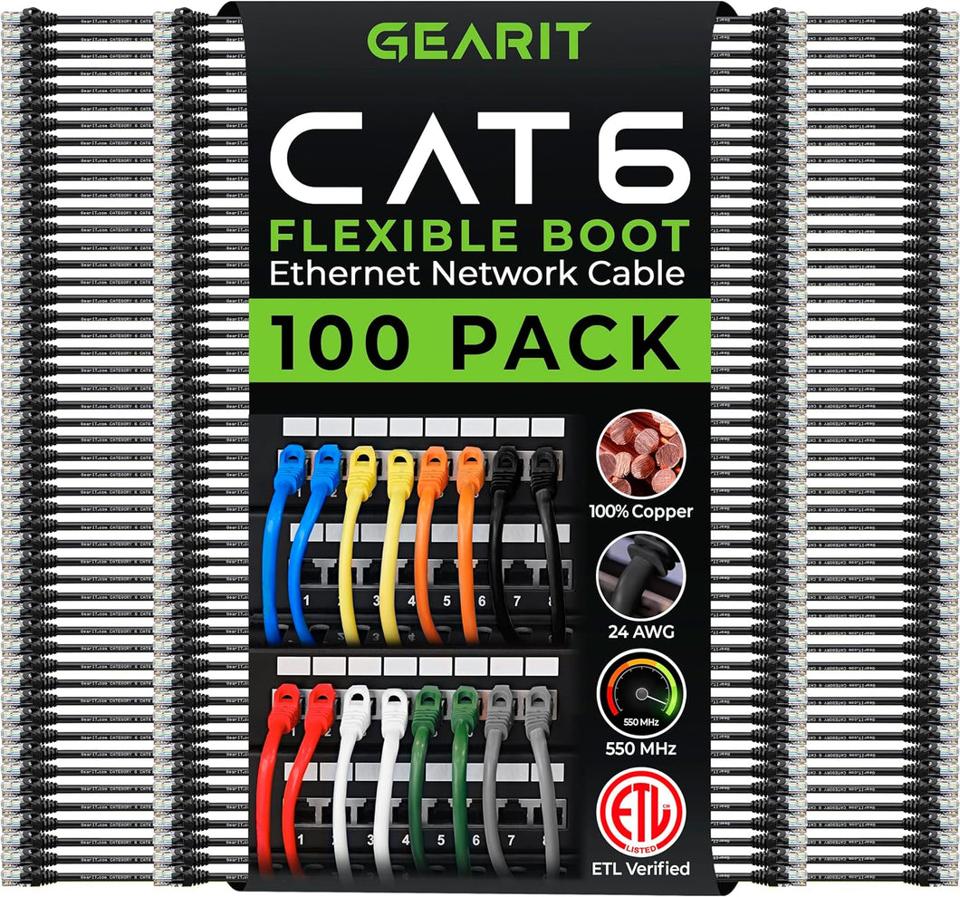 Cat6 Cable 0.5 ft 6 in (100-Pack) - Cat6 Ethernet Cable